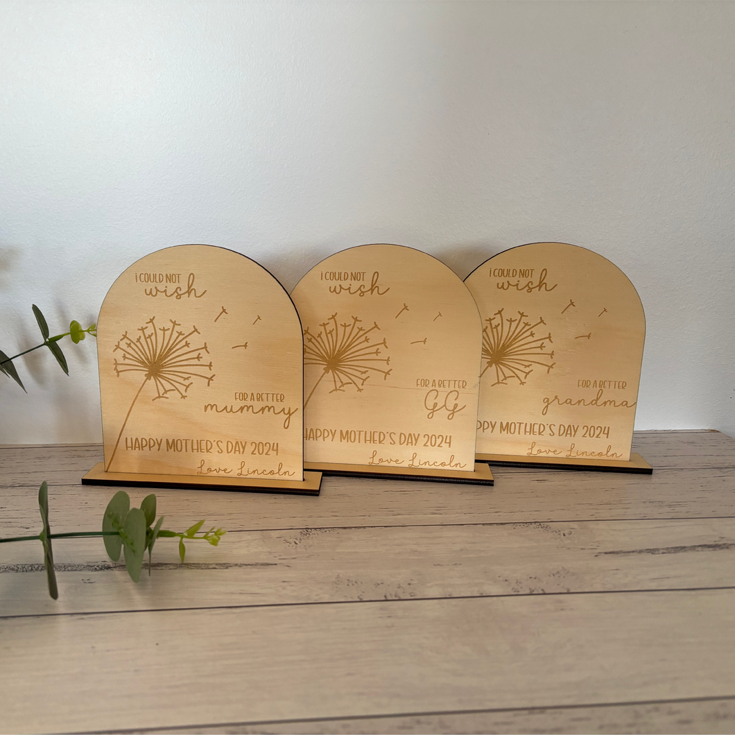 I Could Not Wish For A Better Mum, Dad, Grandma, Grandpa etc. Fingerprint Plaque