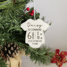 Load image into Gallery viewer, Baby Bodysuit Birth Stat Christmas Ornament
