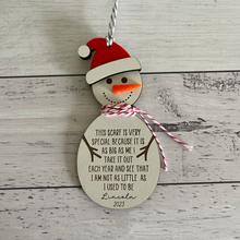 Load image into Gallery viewer, Children&#39;s Height Snowman Christmas Ornament
