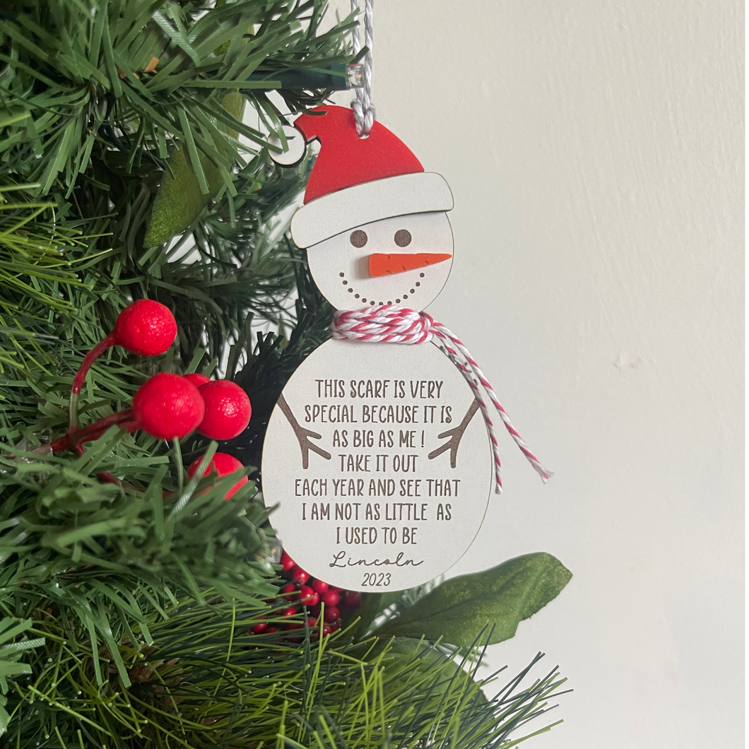 Children's Height Snowman Christmas Ornament