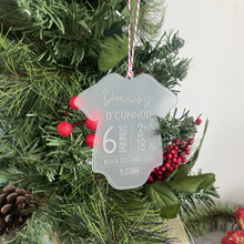 Load image into Gallery viewer, Baby Bodysuit Birth Stat Christmas Ornament
