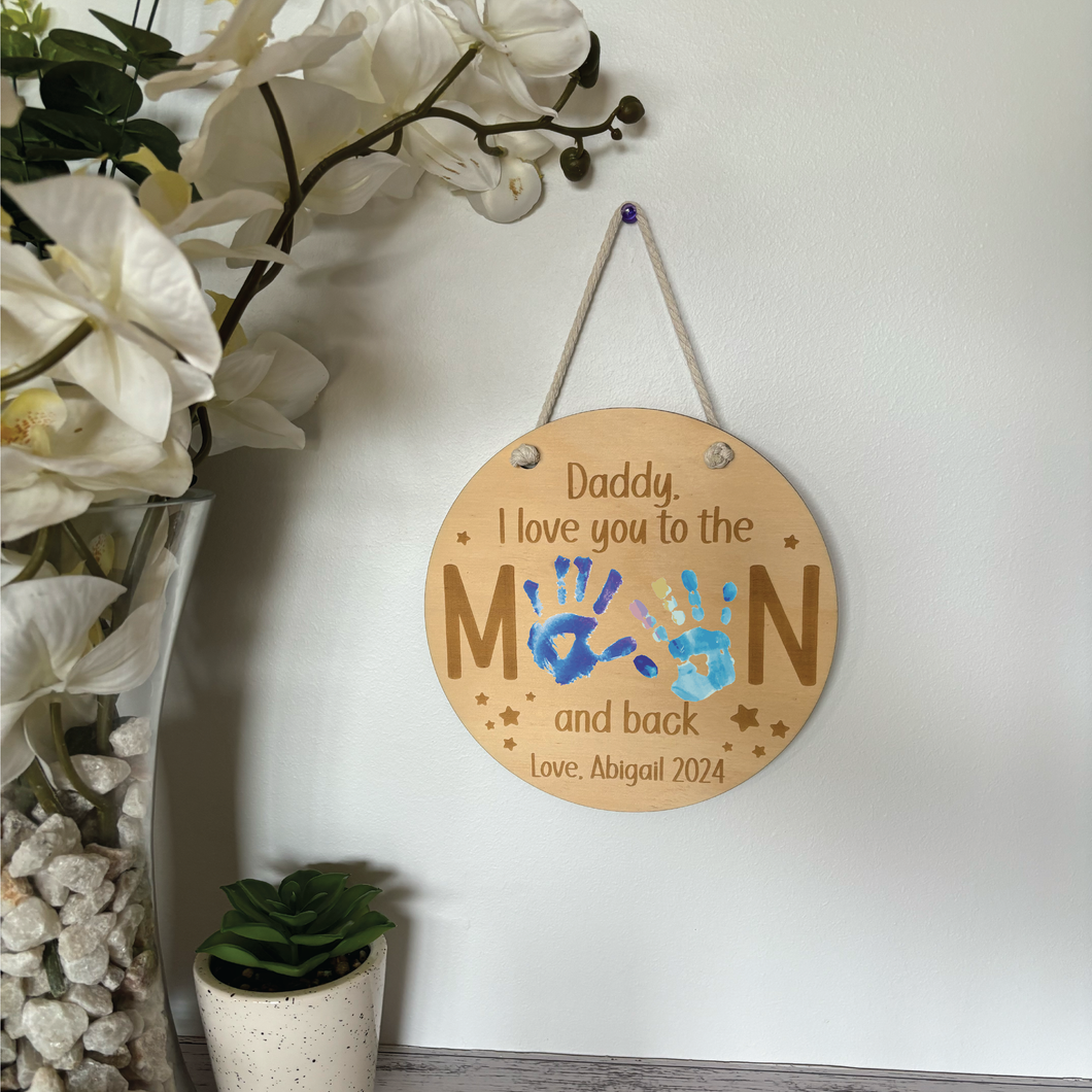 To The Moon And Back Handprint Plaque