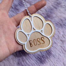 Load image into Gallery viewer, Wooden Paw Print Ornament
