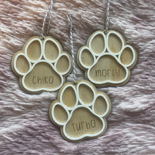 Load image into Gallery viewer, Wooden Paw Print Ornament
