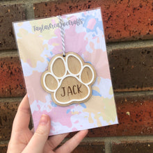 Load image into Gallery viewer, Wooden Paw Print Ornament
