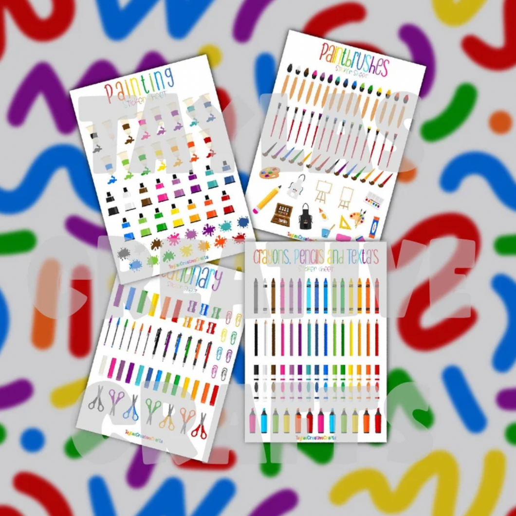 Stationary Sticker Sheet - 4 Pack